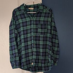Hollister Blue and Green Plaid Shirt